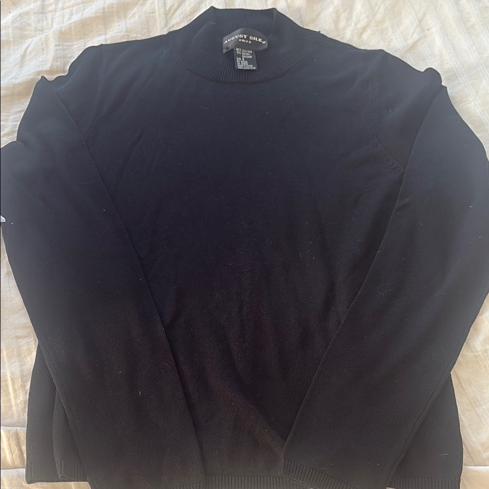 August Silk Jet Black Crewneck Sweater